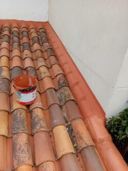 Detalle de reparación de tejado de teja